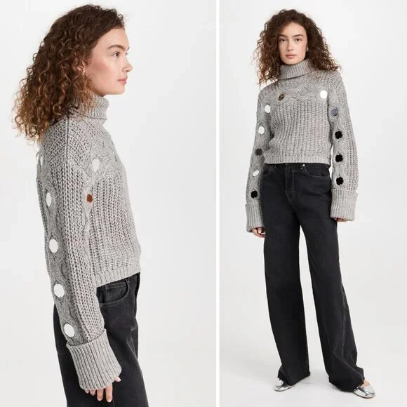 STAUD Vernacular Sweater XS/M Mirrored Heather Grey Knit Causal - Picture 2 of 8